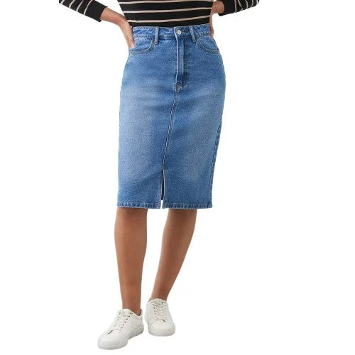 Dorothy Perkins Womens/Ladies Denim Midi Skirt button skirt front