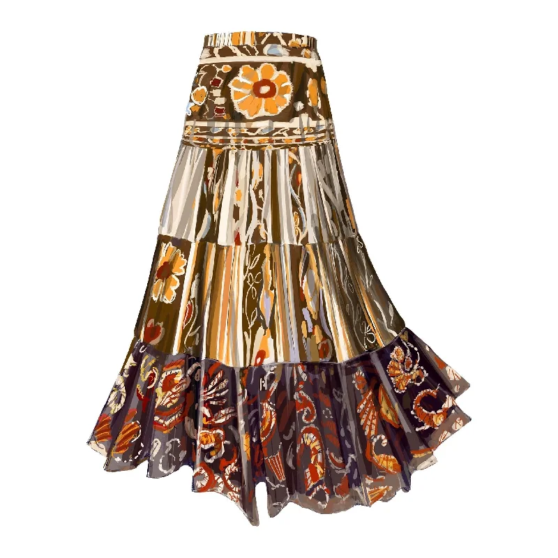 Florentina Ikat Maxi Skirt cashmere skirt rich