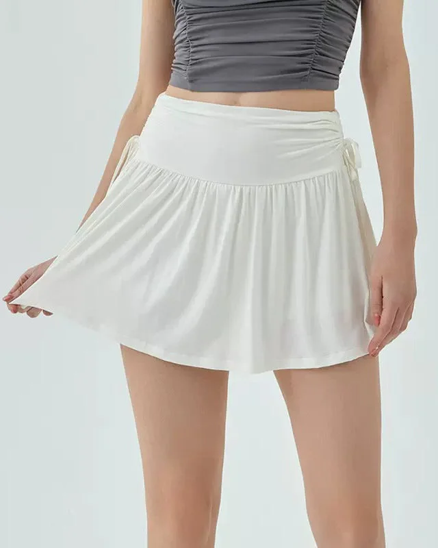 French Sun Tennis Skirt in White velvet skirt luxurious