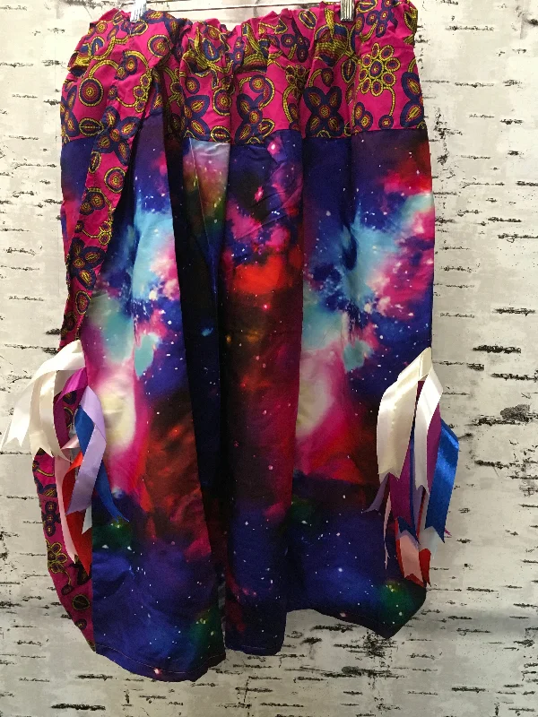 Handmade Galaxy & Magenta Beaded Blackfoot w/ Bag Trim Ribbon Skirt pencil skirt chic