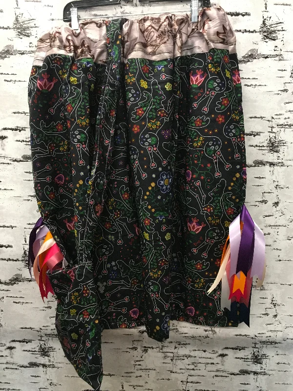 Handmade Beaded Floral Animals & Satin Birch Floral Buffalo Trim w/ Bag Ribbon Skirt midi skirt versatile
