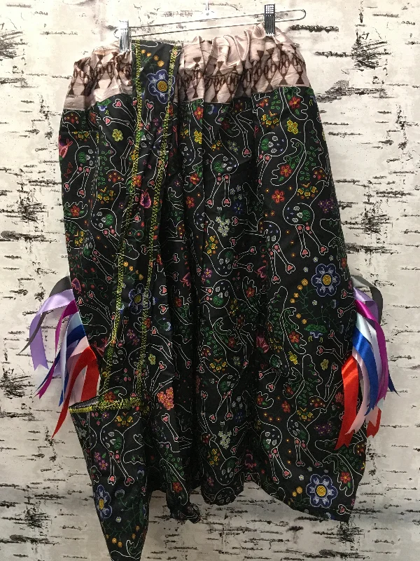 Handmade Beaded Floral Animals & Satin Birch Tipi Trim w/ Bag Ribbon Skirt ruffled skirt detail