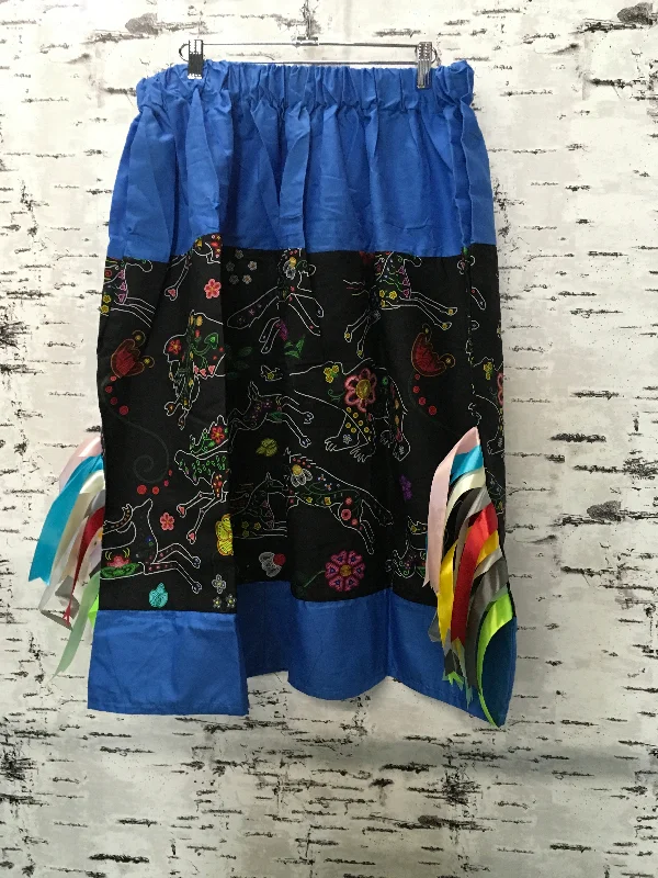 Handmade Black Beaded Floral Animals & Blue Trim and Hem Ribbon Skirt lace skirt romantic