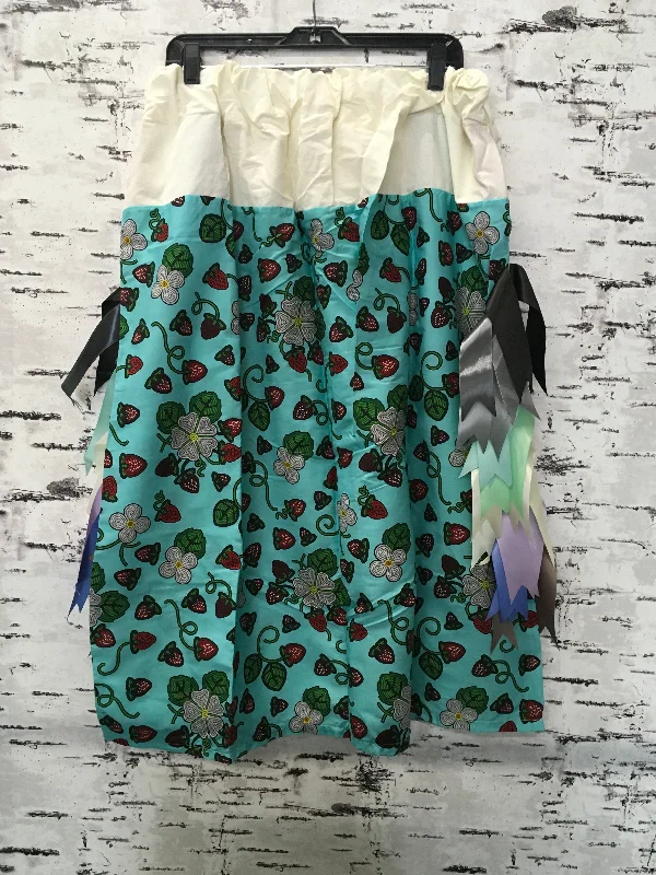 Handmade Teal Strawberry Dreams & White Trim Ribbon Skirt wool skirt sturdy