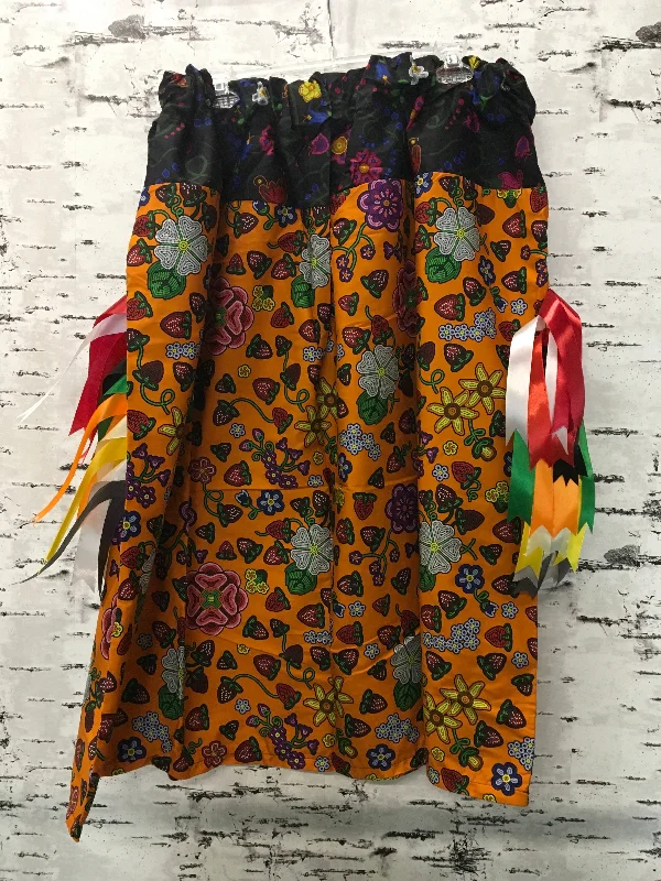 Handmade Orange Berry Pop & Black Nipin Trim Ribbon Skirt cotton skirt soft