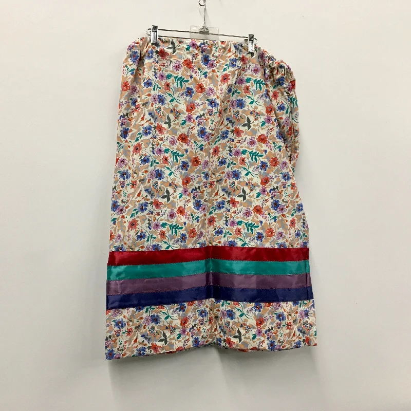 Handmade Blue Purple Orange Floral Ribbon Skirt denim skirt durable