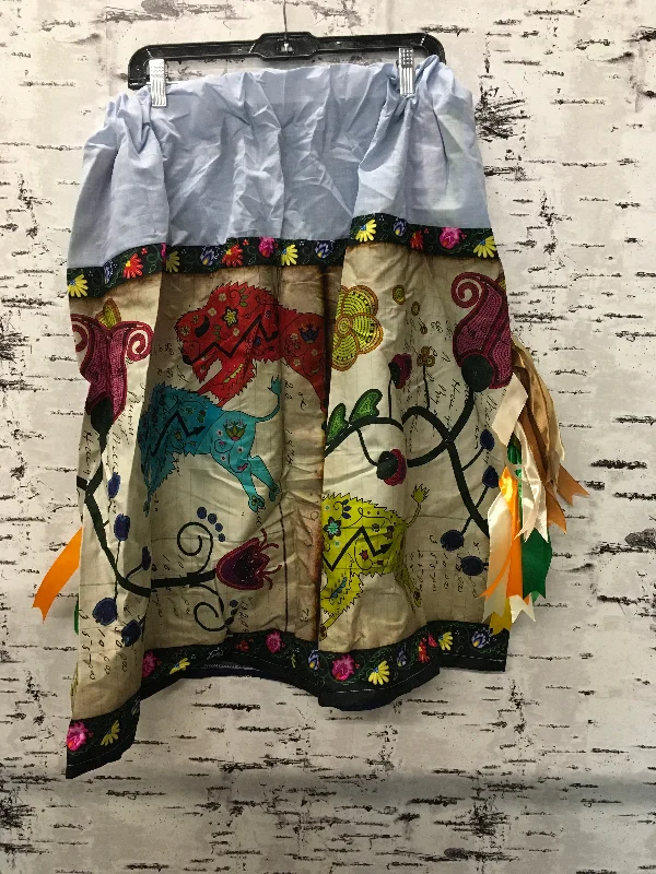 Handmade Ledger Buffalo & Blue Trim Ribbon Skirt zip skirt side