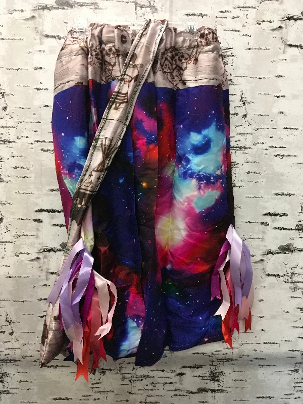 Handmade Galaxy & Satin Birch Floral Animals Trim w/ Bag Ribbon Skirt modal blend skirt