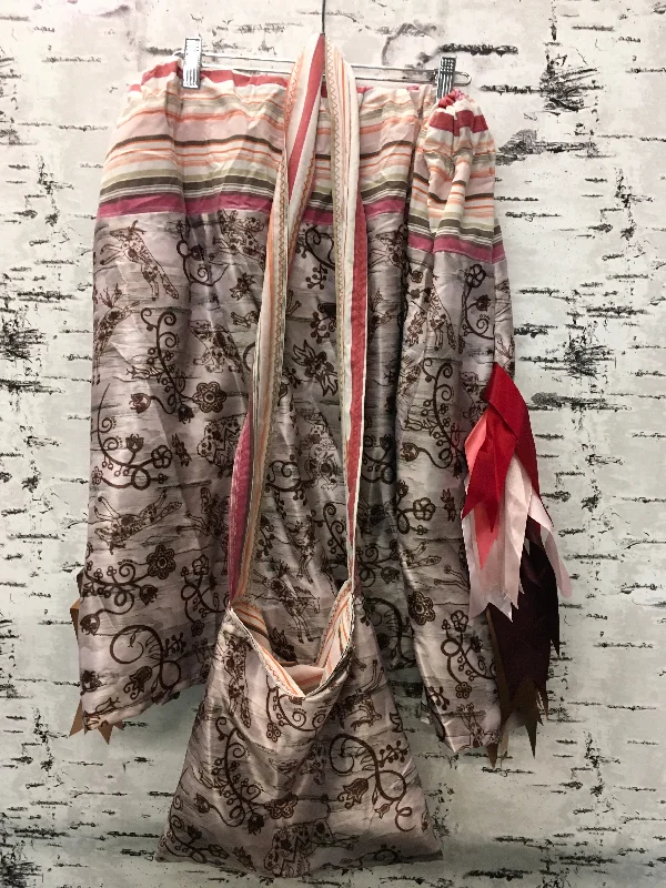 Handmade Satin Birch Floral Animals & Cotton Pink Striped Trim w/ Bag Ribbon Skirt velvet skirt rich