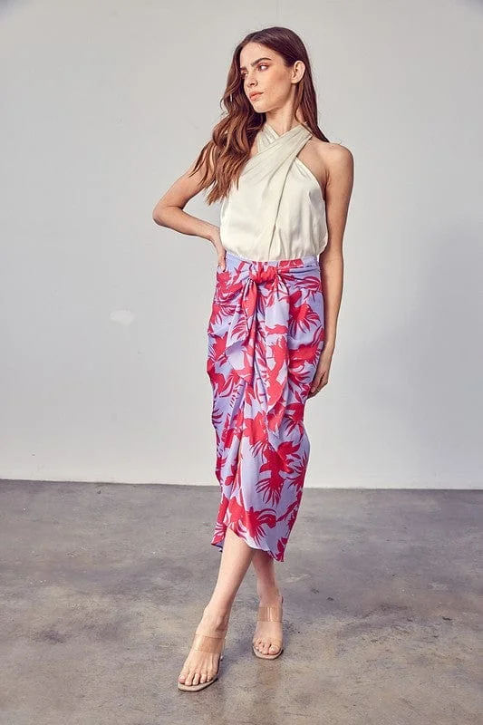 Hastings Printed Midi Skirt Lavender wool skirt sturdy