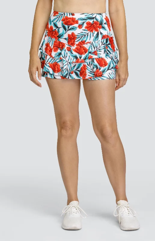 Hawaii 13.5" Skort - Exotic Hibiscus wool skirt breathable