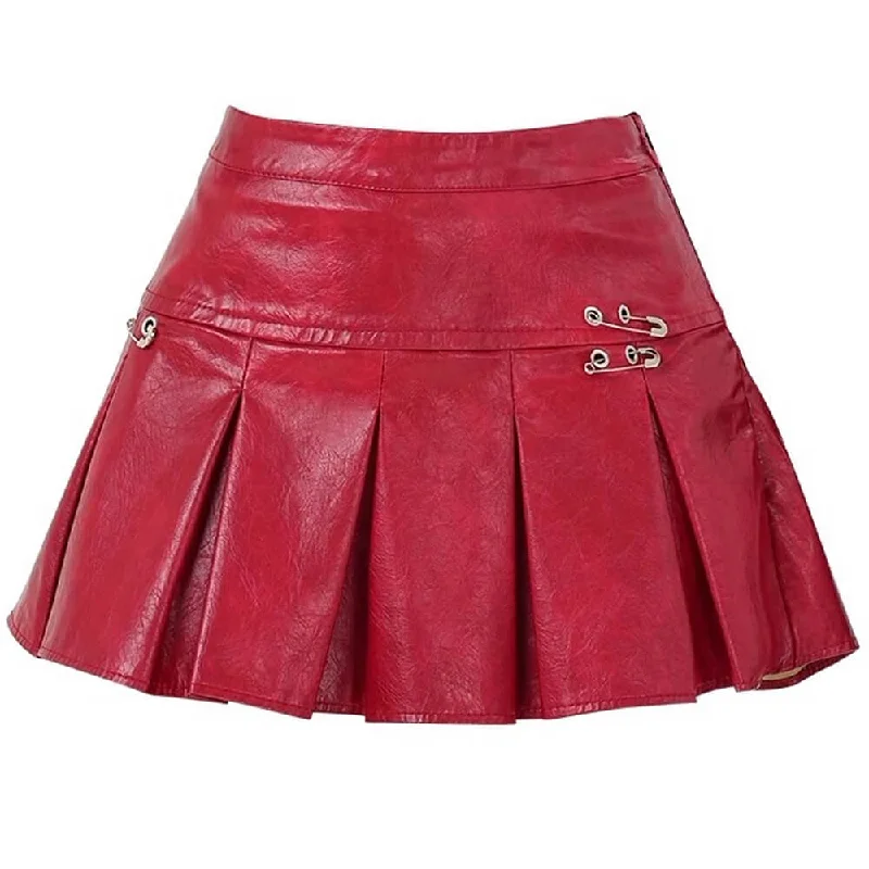 Leather Mini Skirt with Safety Pins maxi skirt elegant