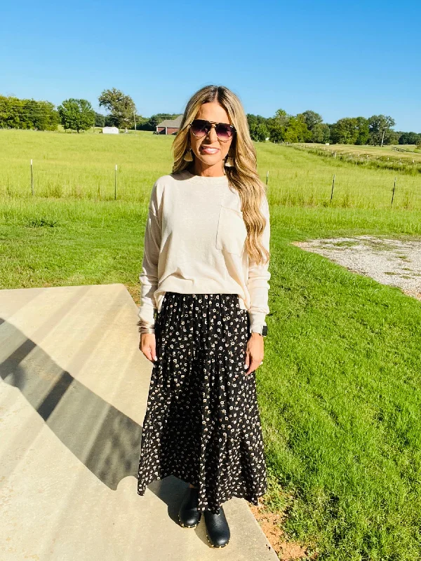 MODERN MAXI SKIRT-BLACK--FLASH SALE cashmere skirt fine