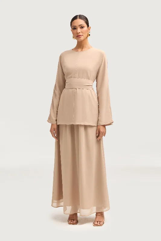 Nevene Chiffon Maxi Skirt - Stone high slit skirt