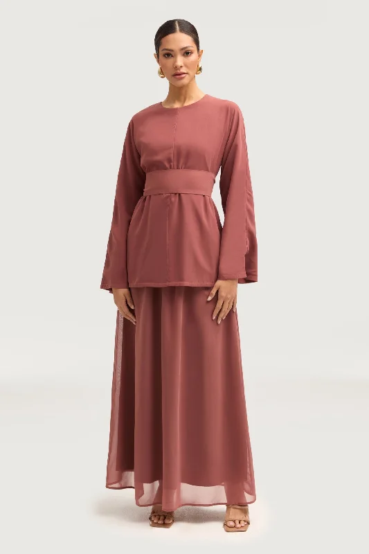Nevene Chiffon Maxi Skirt - Toasted Pecan corduroy skirt textured