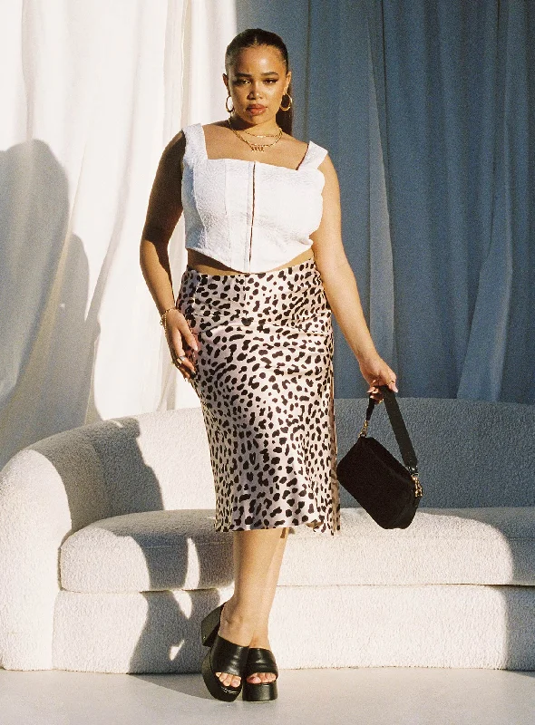 Nia Midi Skirt Beige Curve chiffon skirt floaty