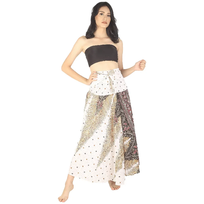 Peacock Women's Bohemian Skirt in White SK0033 020008 07 silk skirt sleek