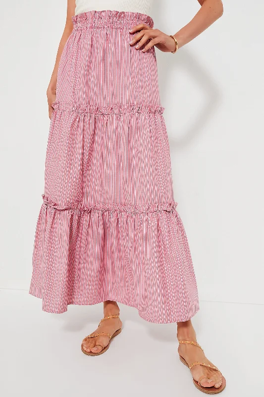 Red Stripe Prado Skirt denim skirt stylish