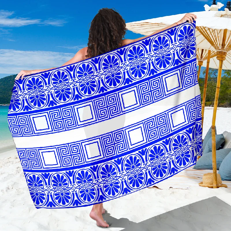 Sarong White & Blue velvet skirt glossy
