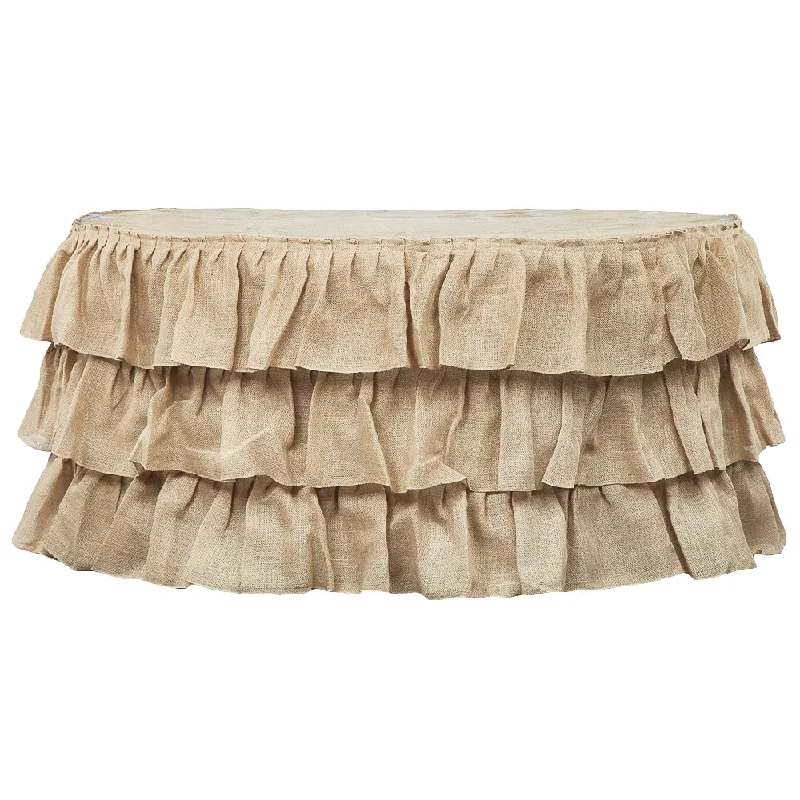 Three Tier Ruffled Burlap Table Skirt 14 ft - Natural chiffon skirt flowing