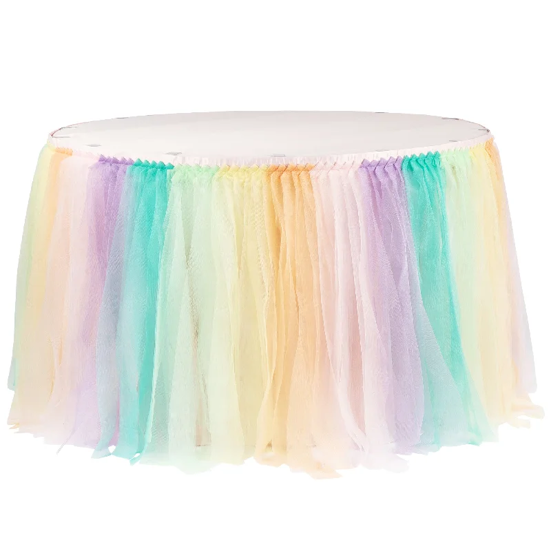 Tulle Tutu 17ft Table Skirt - Pastel Rainbow vintage skirt charm