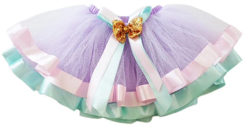 Unicorn Colors Gold Sequin Bow Tutu Skirt chiffon skirt airy