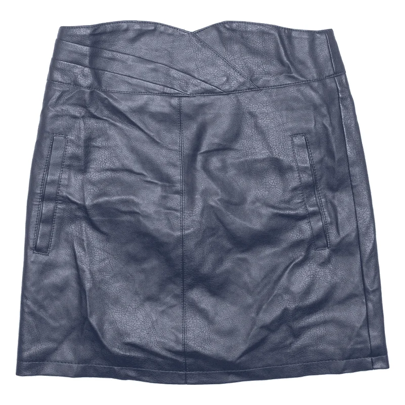 VERA MODA Faux Leather Womens Straight Skirt Blue Short S corduroy skirt comfortable