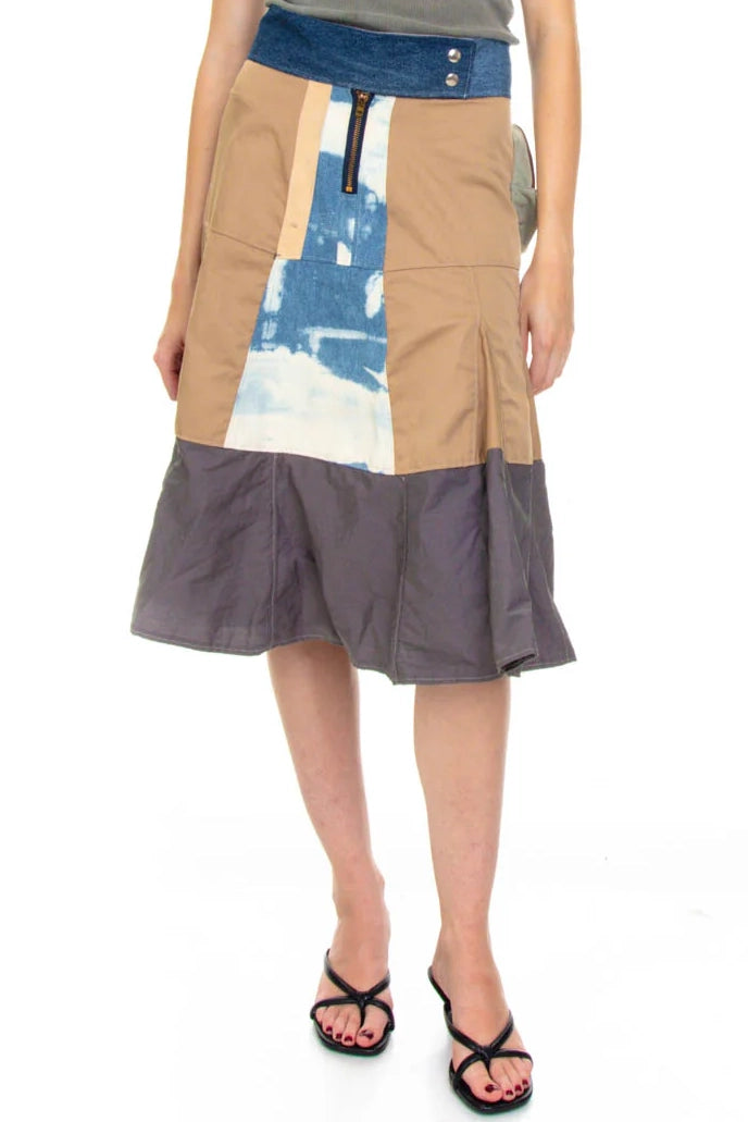 Vintage Y2K Patch me Up Demin Canvas Midi Skirt - S/M denim skirt durable