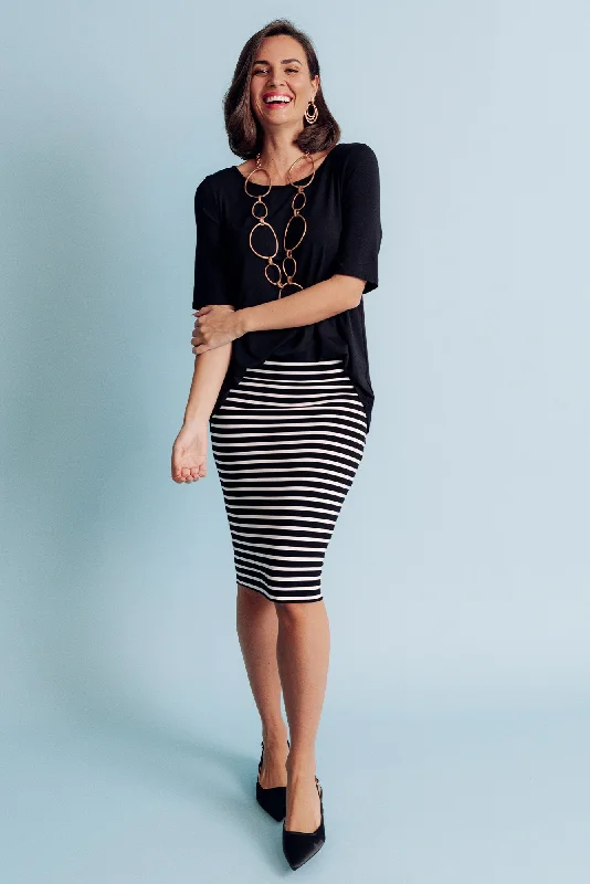 Whitney Black Stripe Bamboo Tube Skirt velvet skirt luxury